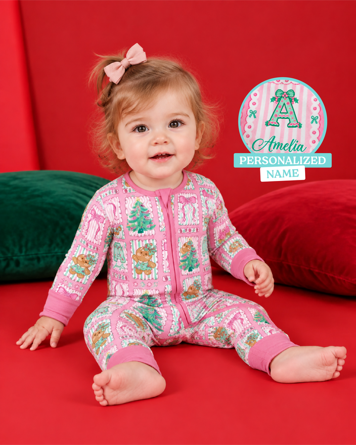 Custom Name "Merry Pink Christmas" Bamboo Convertible Zippy