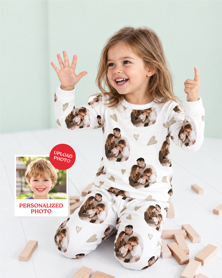Custom Face All Over Print Baby Bamboo Two Piece Long Sleeve Pajama Set