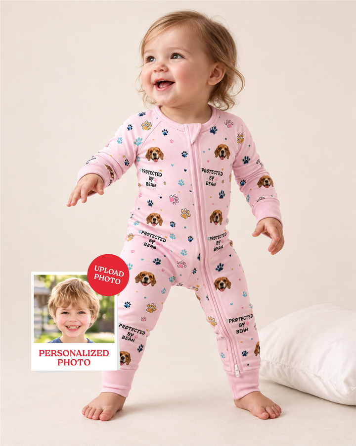 Gerippte Babykleidung mit individuellem Foto - Weich &amp; Skizzenhaft