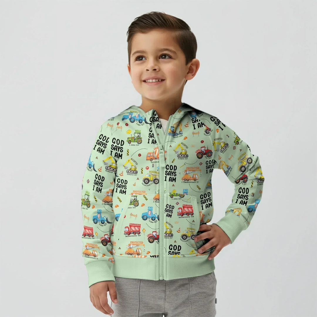 God Says I Am Boy Bambus-Kapuzenpullover mit Reißverschluss