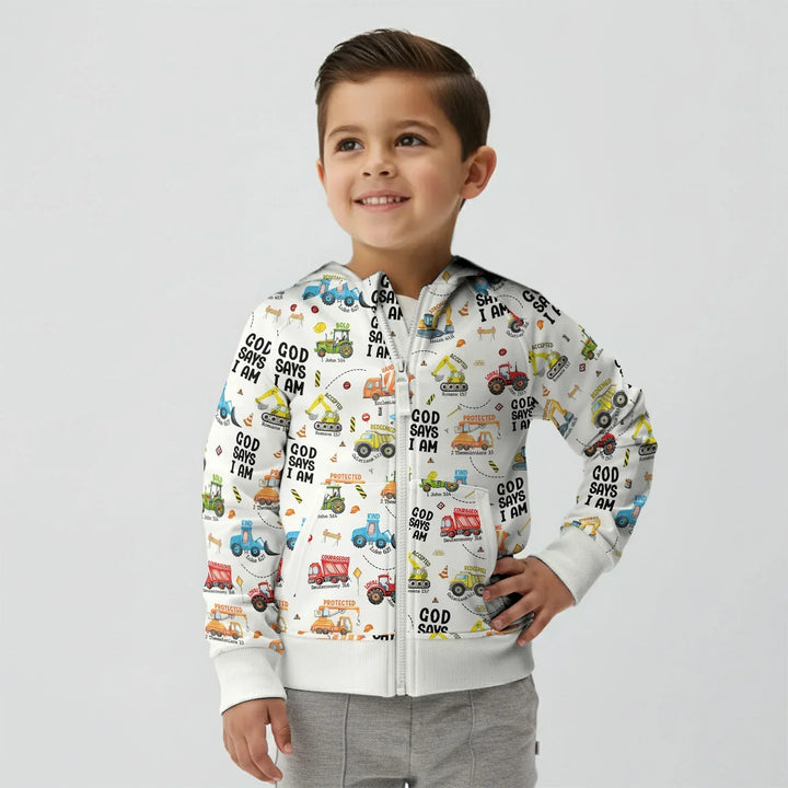 God Says I Am Boy Bambus-Kapuzenpullover mit Reißverschluss