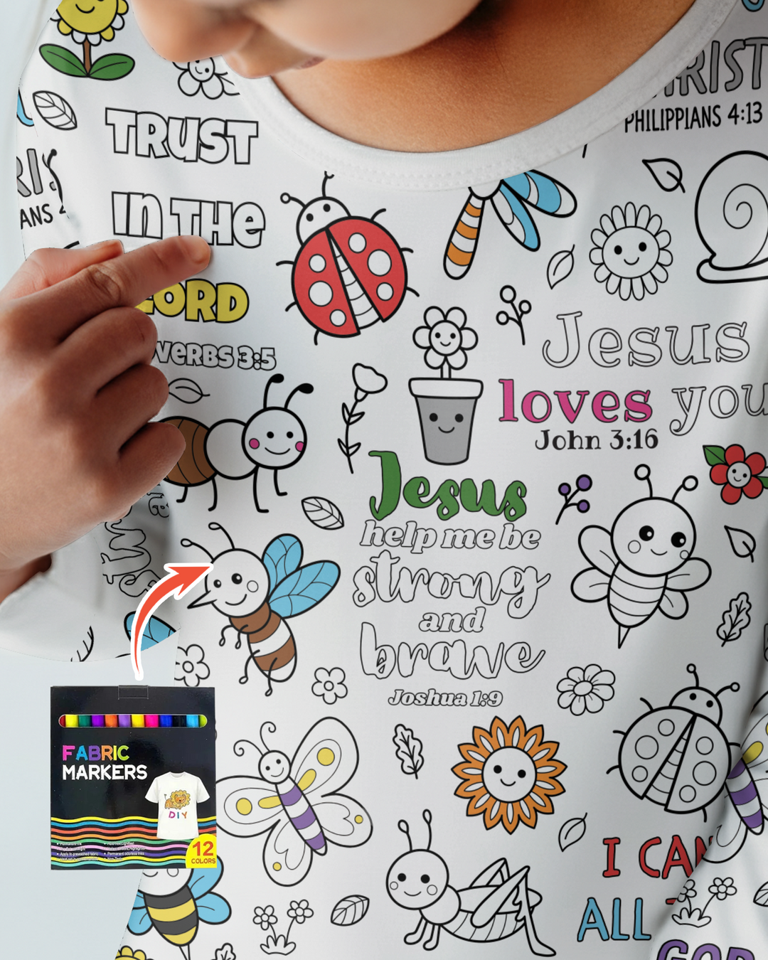 Joyful Garden Bible Verse Colorable Bamboo Two Piece Long Sleeve Pajama Set