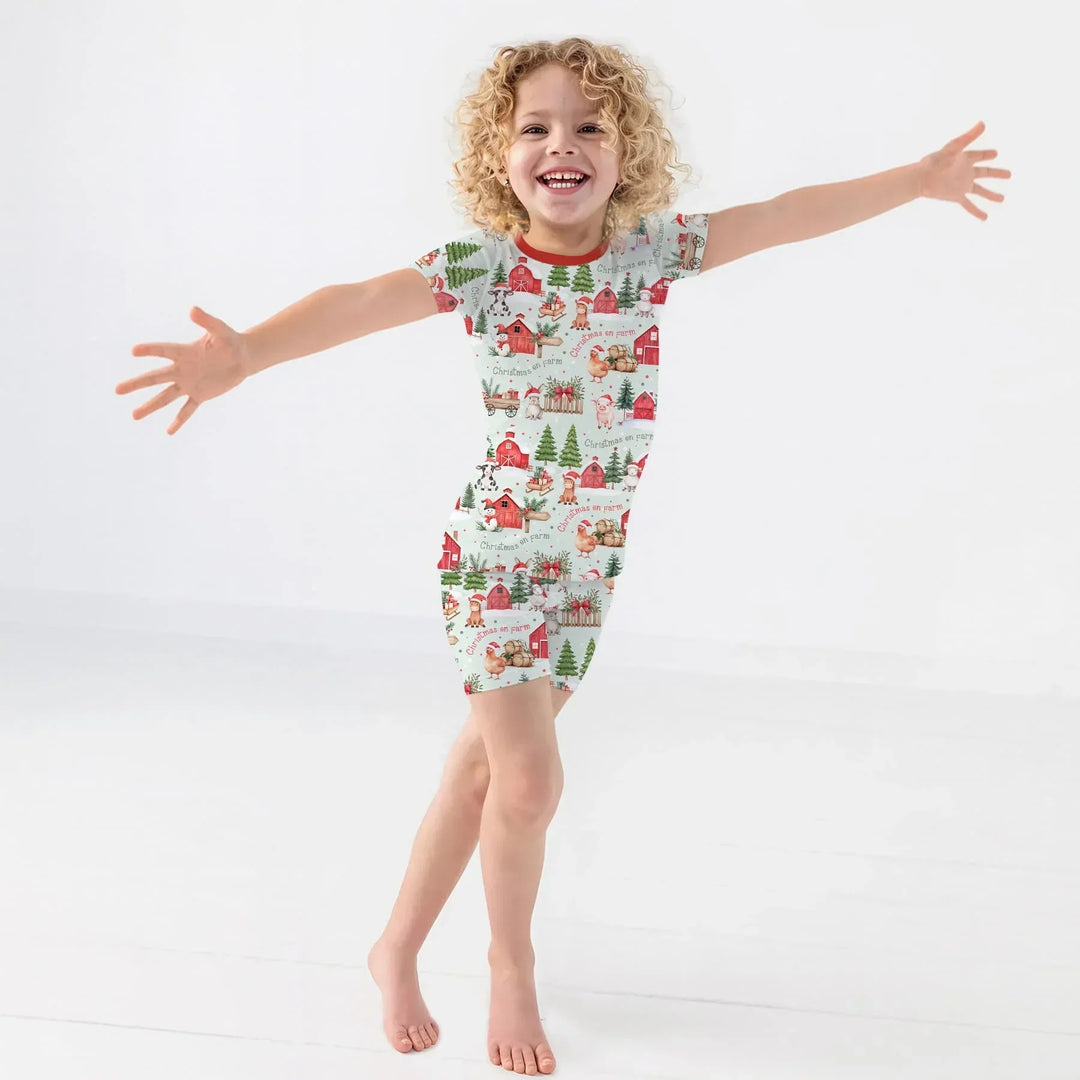 Template Zweiteiliges Pyjama-Set mit kurzen Ärmeln und Shorts