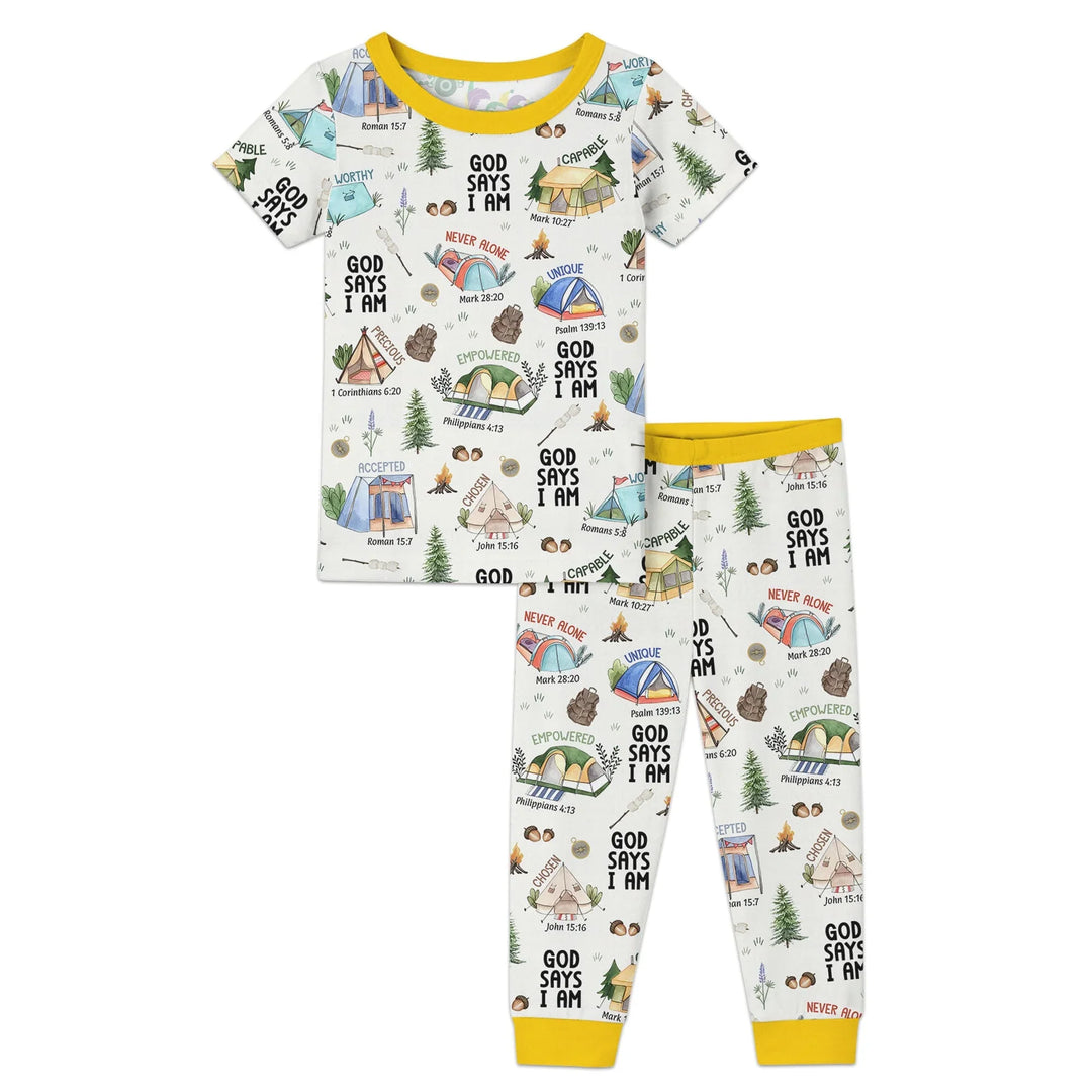 God Says I Am – Adventure Affirmations Bamboo Two Piece Short Sleeve Pajama Set