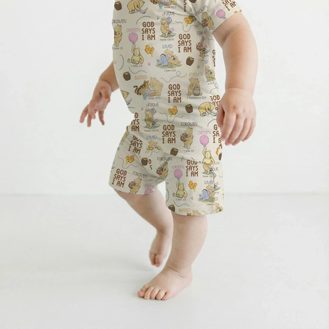Template Zweiteiliges Pyjama-Set mit kurzen Ärmeln und Shorts