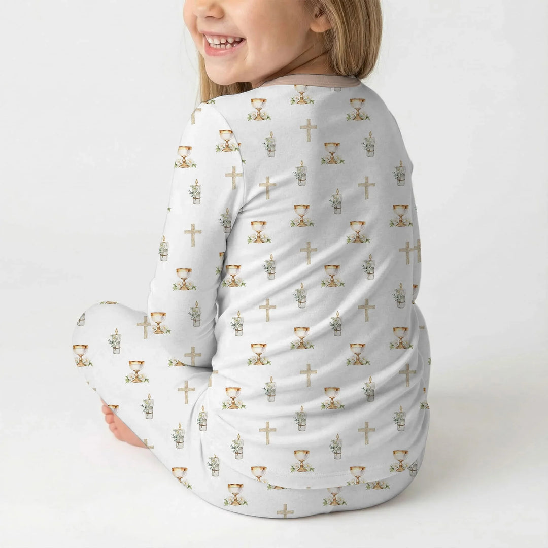 Zweiteiliges Langarm-Pyjama-Set mit Sommerfrüchten
