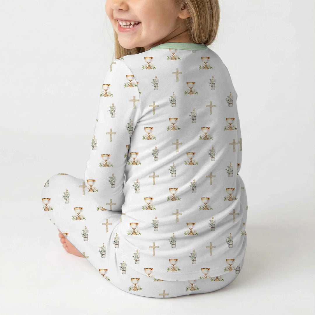 Zweiteiliges Langarm-Pyjama-Set mit Sommerfrüchten