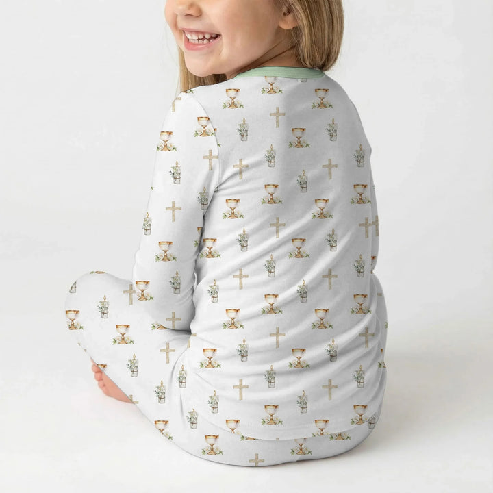 Zweiteiliges Langarm-Pyjama-Set mit Sommerfrüchten
