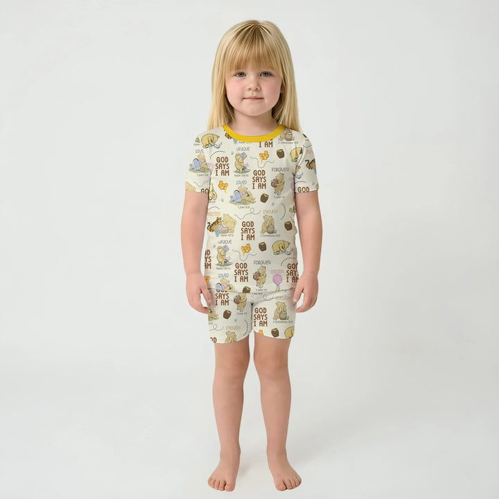 Template Zweiteiliges Pyjama-Set mit kurzen Ärmeln und Shorts
