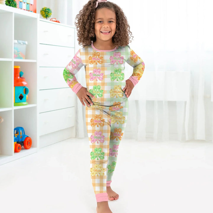 Zweiteiliges Langarm-Pyjama-Set mit Sommerfrüchten