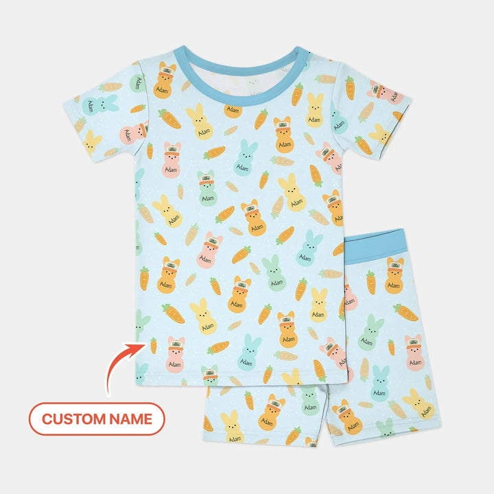 Zweiteiliges Pyjama-Set mit kurzen Ärmeln und Shorts im Sommer-Design