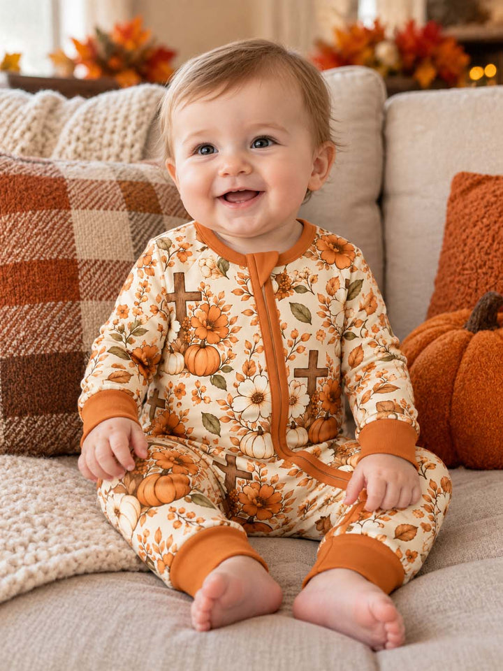 Autumn Cross Pumpkin Florals Bamboo Convertible Zippy