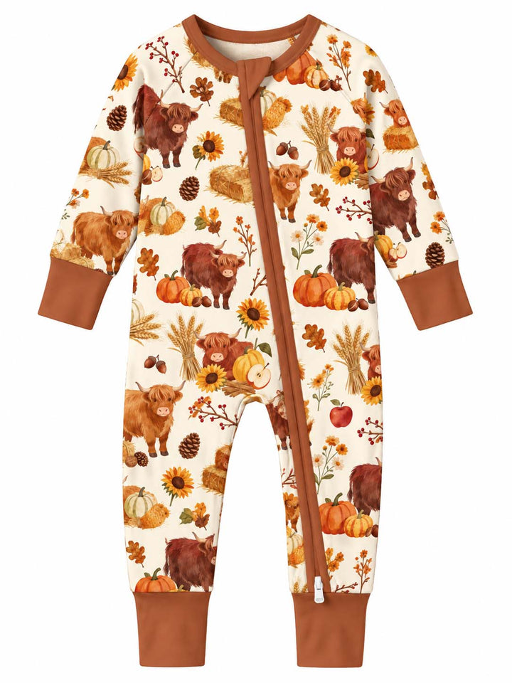 Autumn Highland Cow Farm Bamboo Convertible Zippy