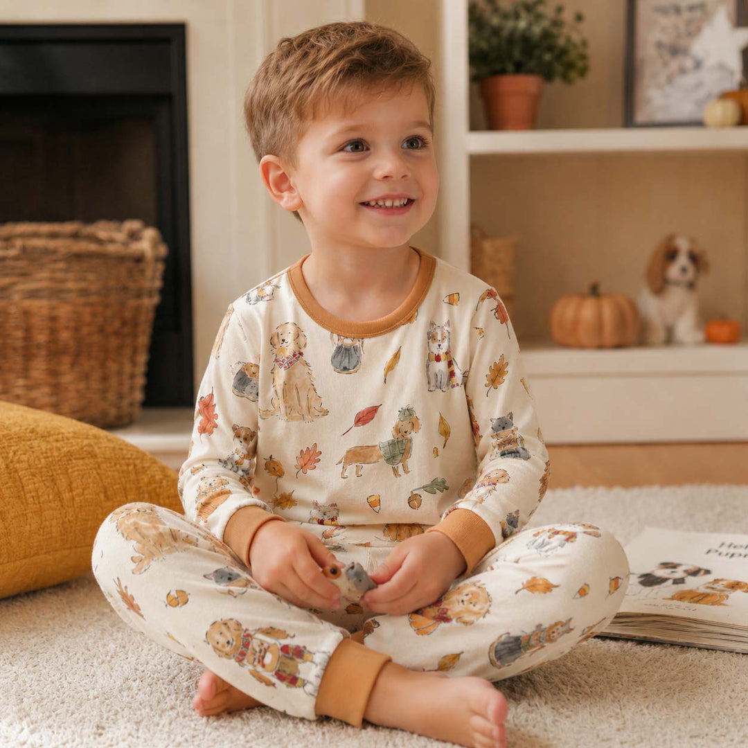 Autumn Pet Friends Bamboo Two Piece Long Sleeve Pajama Set