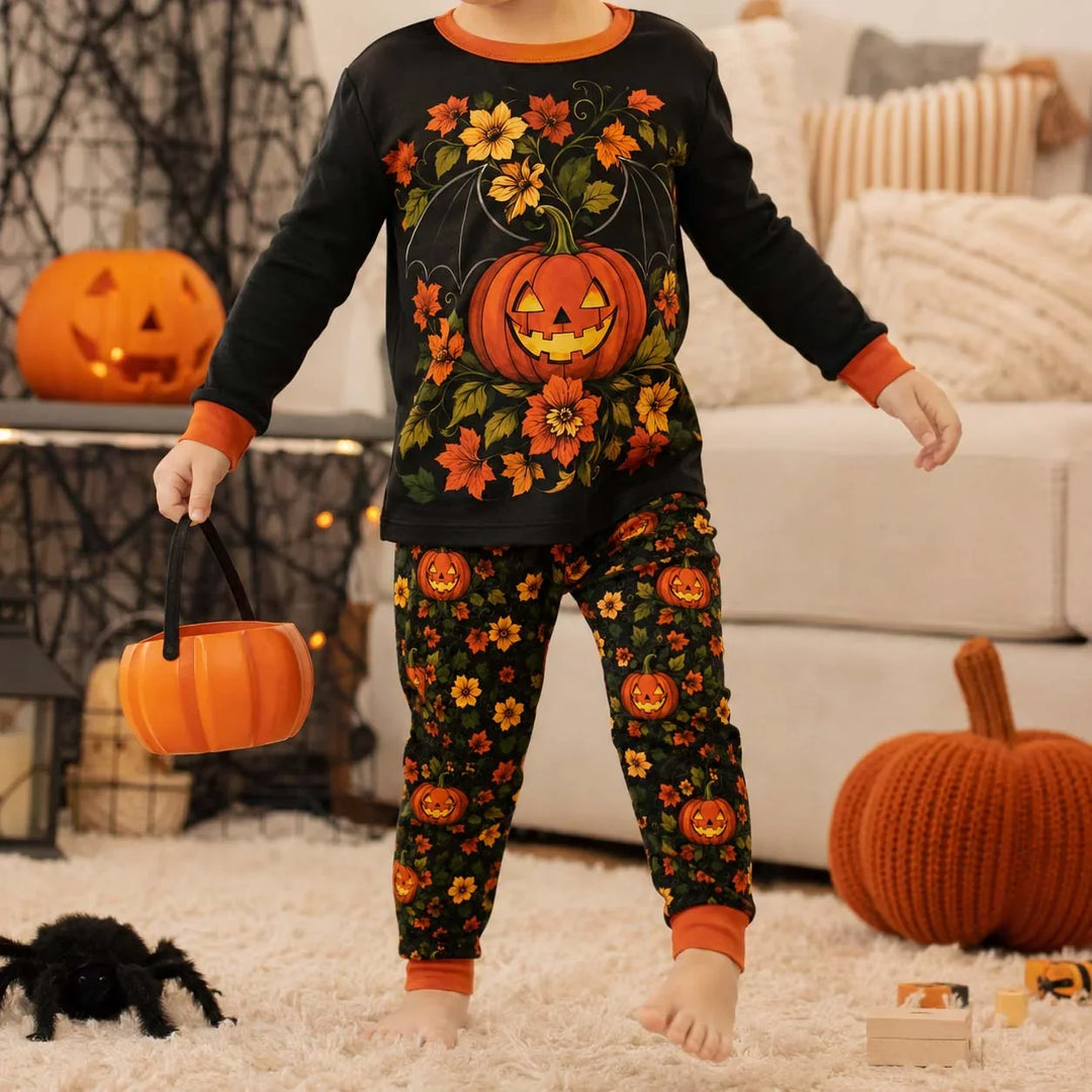 Autumn Pumpkin Bloom Bamboo Two Piece Long Sleeve Pajama Set