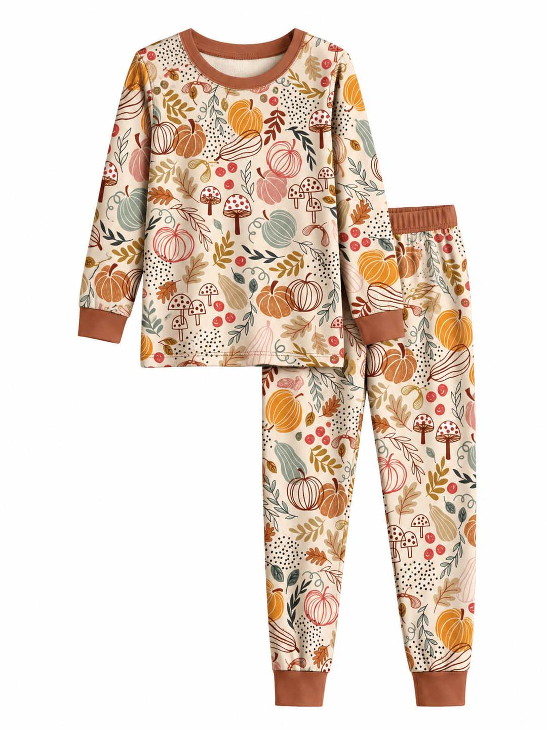 Autumn Pumpkin Garden Bamboo Two Piece Long Sleeve Pajama Set