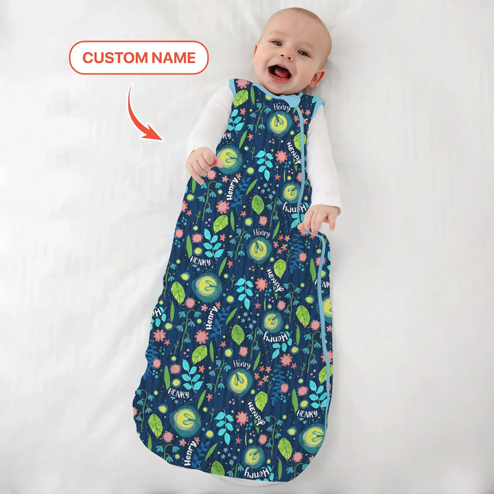 Nighttime Bugs Custom Name Bamboo Sleep Bag