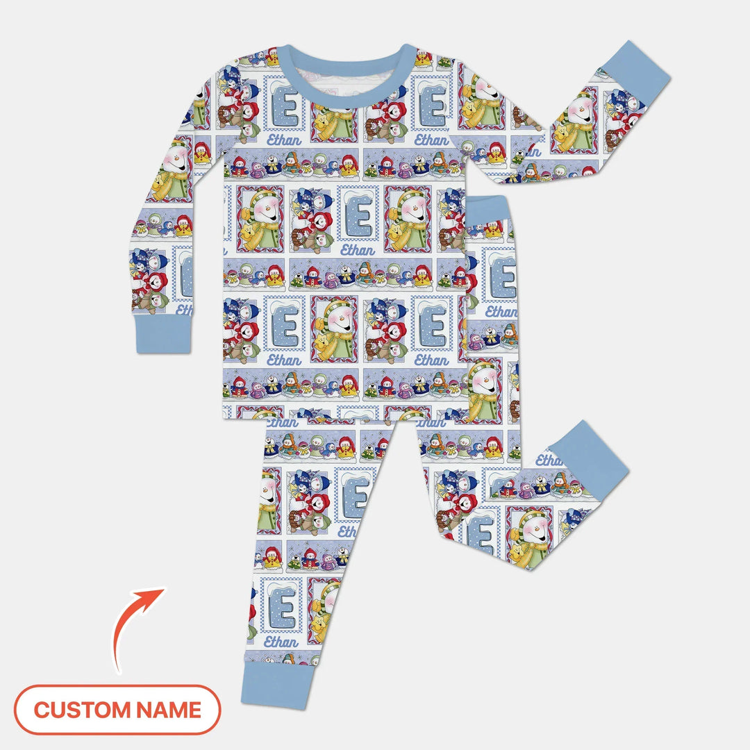 Frosty Friends Custom Name Bamboo Two Piece Long Sleeve Pajama Set