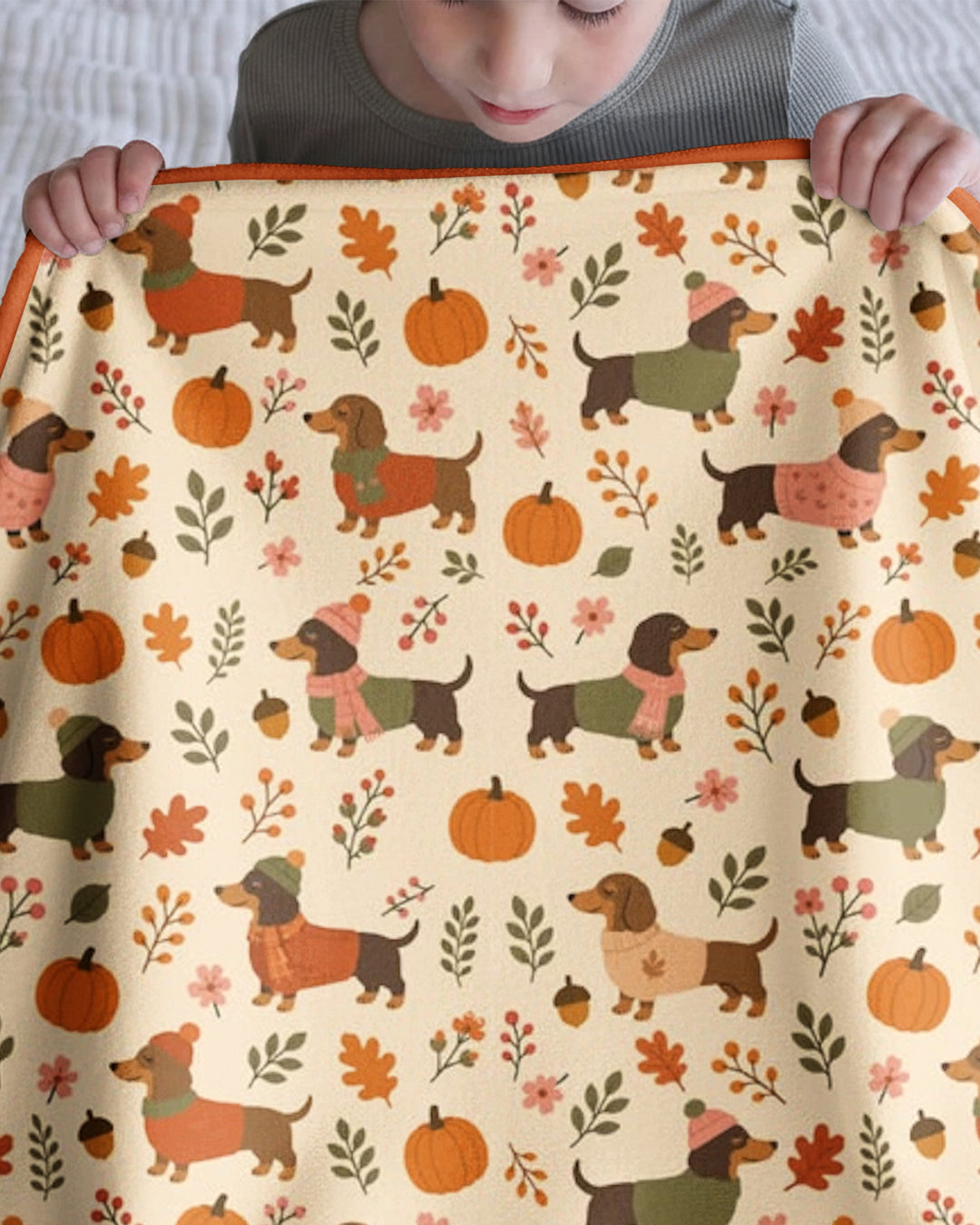 Pumpkin Patch Dachshund Bamboo Blanket