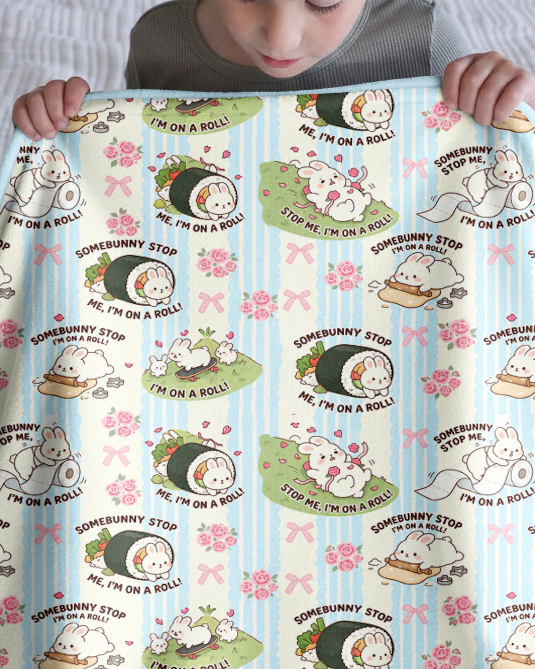 Bunny On A Roll Bamboo Blanket
