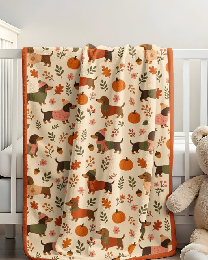 Pumpkin Patch Dachshund Bamboo Blanket