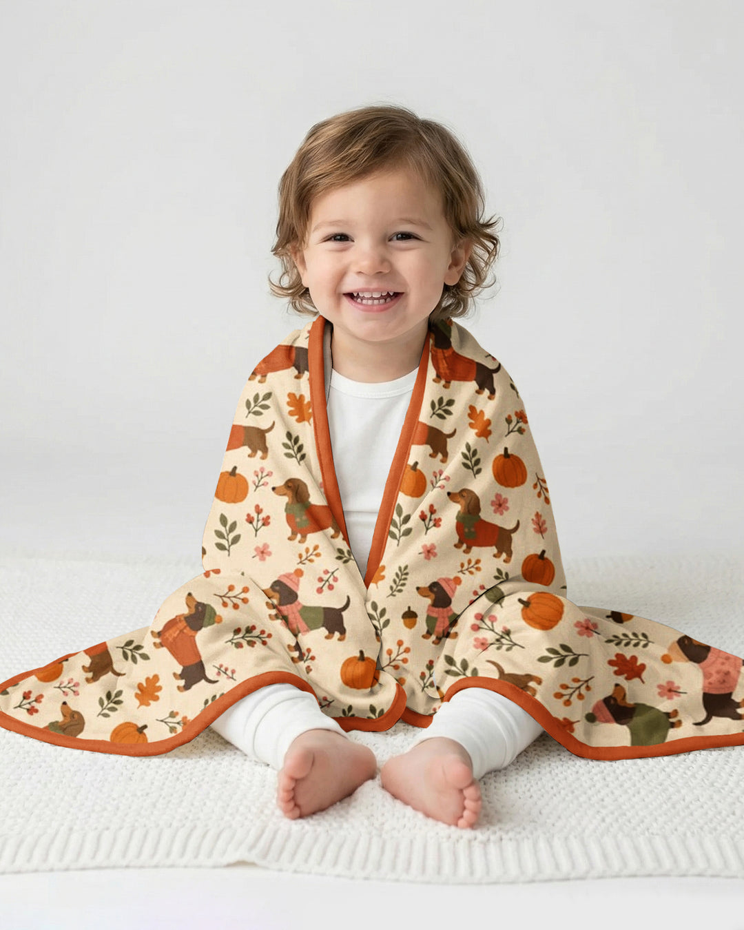 Pumpkin Patch Dachshund Bamboo Blanket