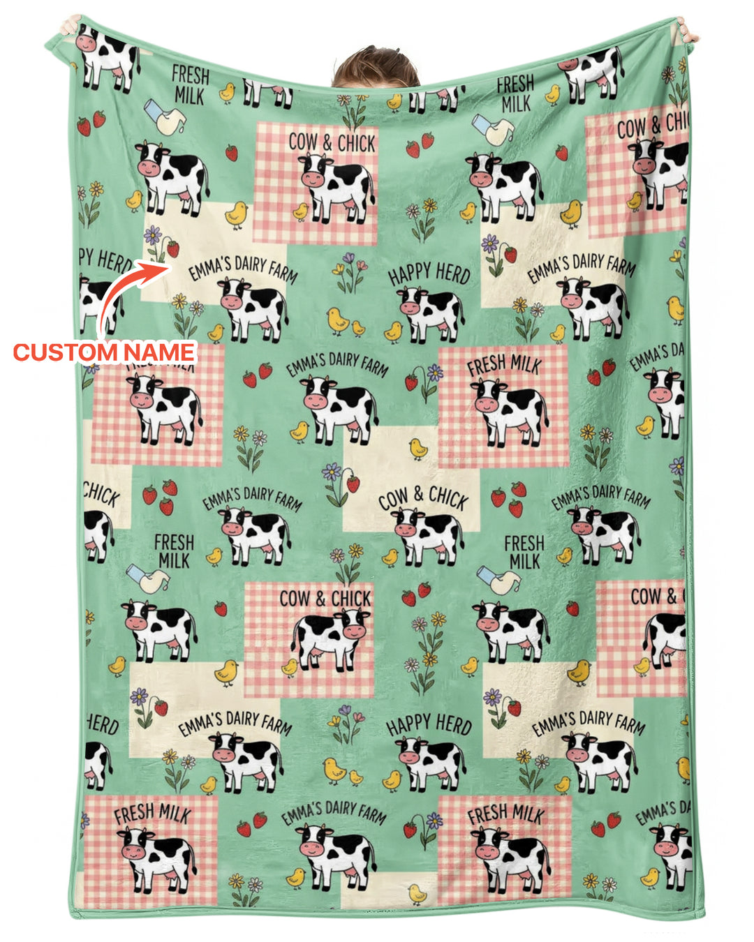 Custom Name Minty Farm And A Tiny Chick Bamboo Blanket