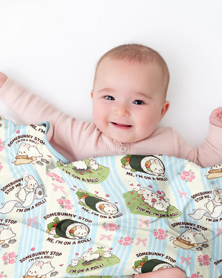 Bunny On A Roll Bamboo Blanket