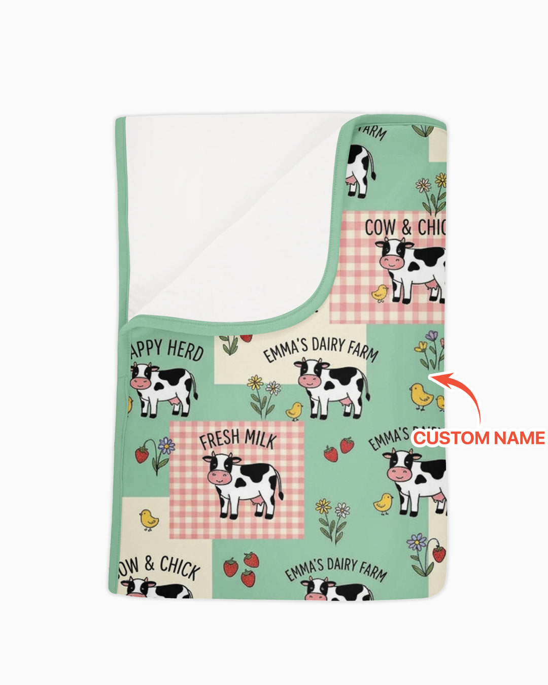 Custom Name Minty Farm And A Tiny Chick Bamboo Blanket
