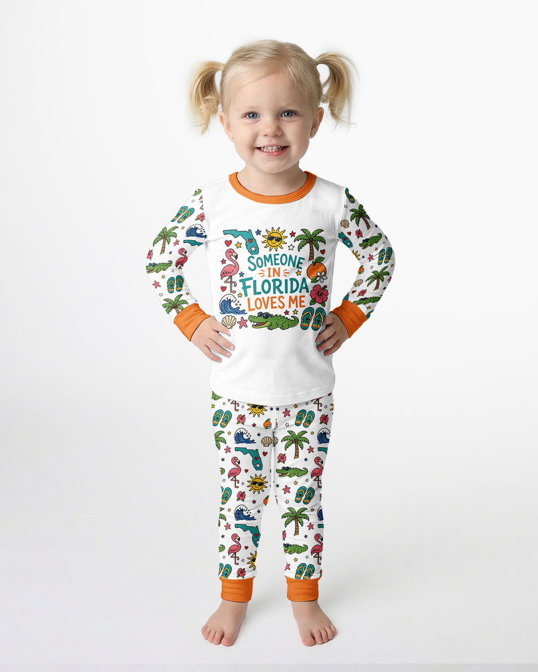 Someone in Florida Loves Me Bamboo Two Piece Long Sleeve Pajama Set - Art