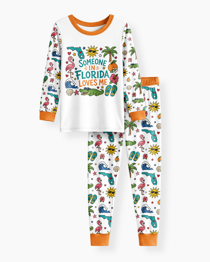 Someone in Florida Loves Me Bamboo Two Piece Long Sleeve Pajama Set - Art
