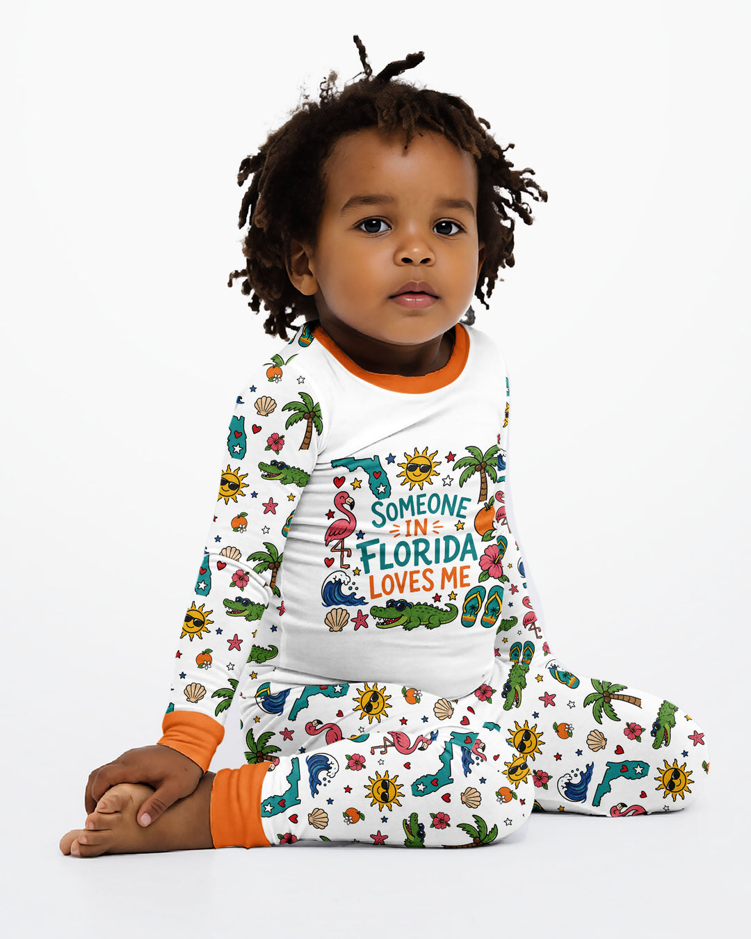 Someone in Florida Loves Me Bamboo Two Piece Long Sleeve Pajama Set - Art