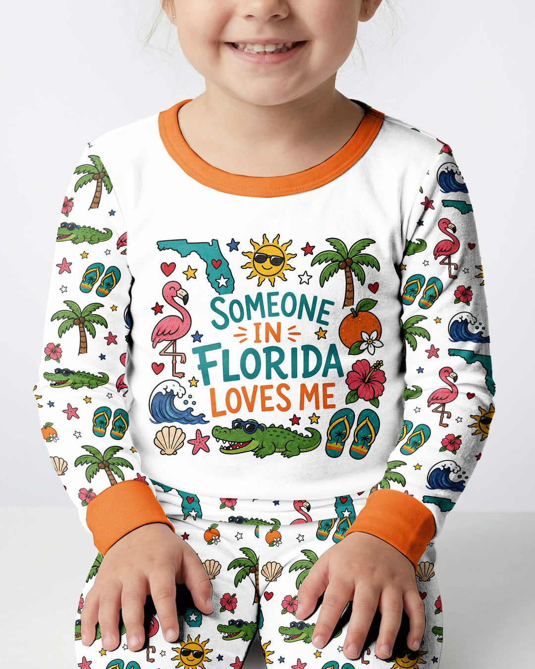 Someone in Florida Loves Me Bamboo Two Piece Long Sleeve Pajama Set - Art