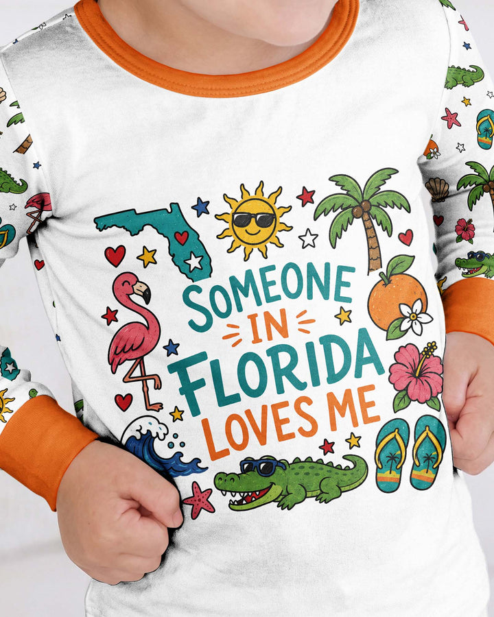 Someone in Florida Loves Me Bamboo Two Piece Long Sleeve Pajama Set - Art