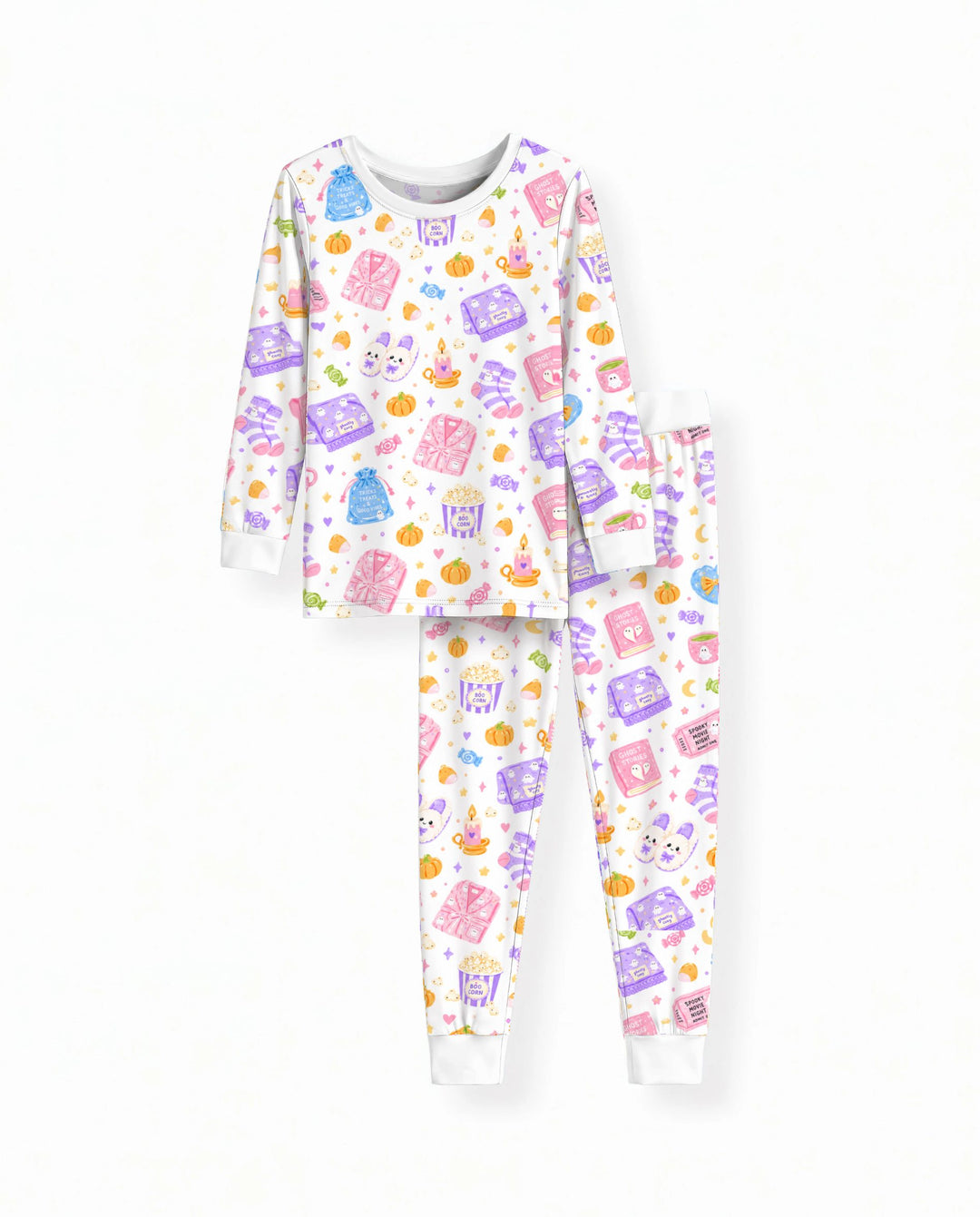 Cozy Halloween Movie Night Bamboo Two Piece Long Sleeve Pajama Set
