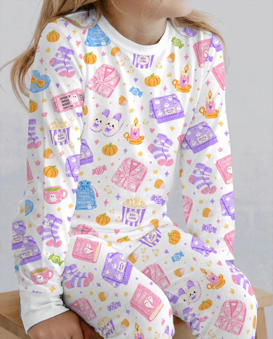 Cozy Halloween Movie Night Bamboo Two Piece Long Sleeve Pajama Set