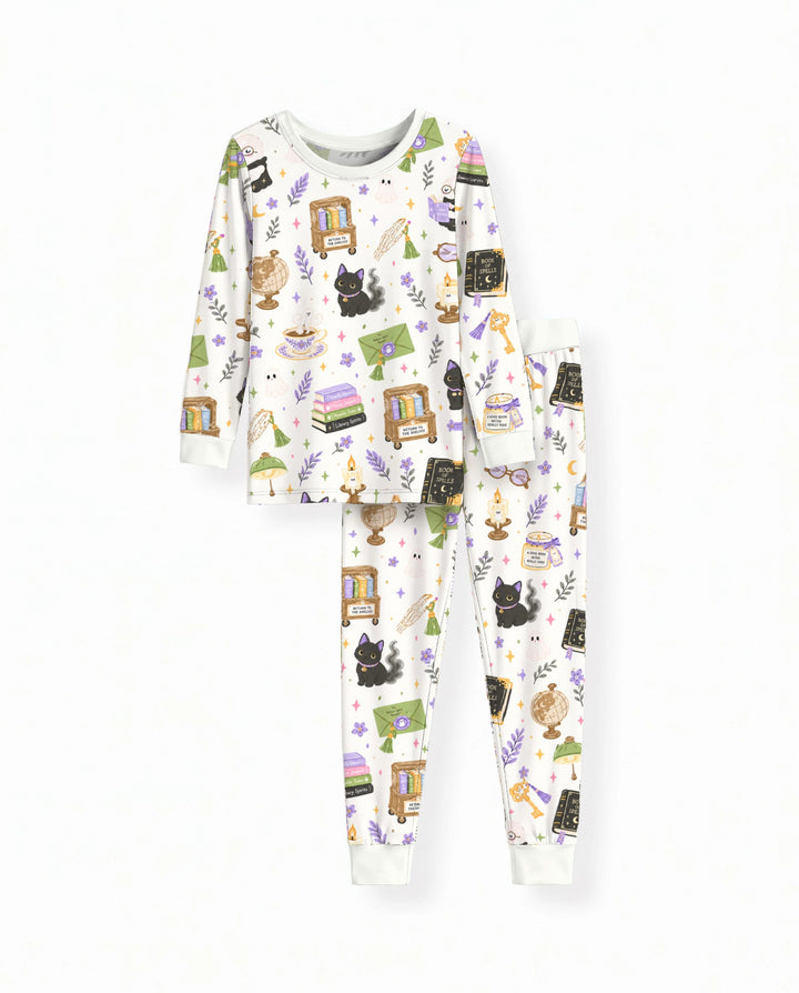 Haunted Library Ghost Stories Bamboo Two Piece Long Sleeve Pajama Set