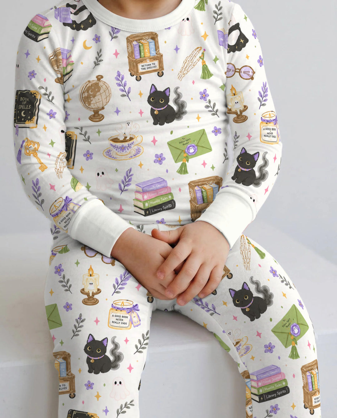 Haunted Library Ghost Stories Bamboo Two Piece Long Sleeve Pajama Set