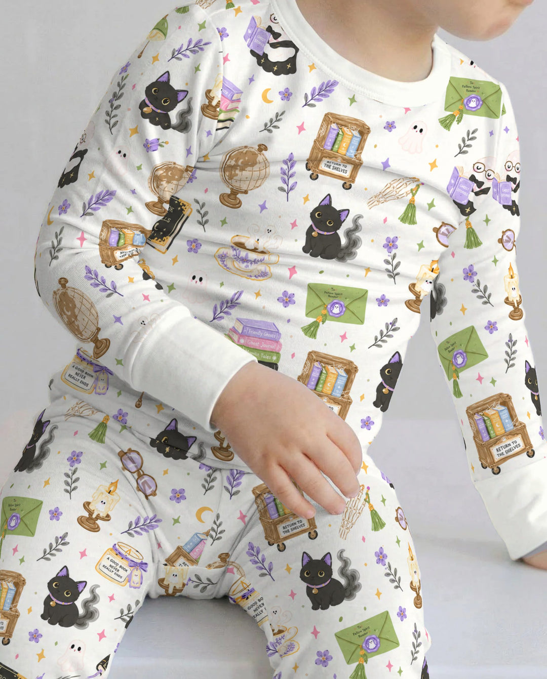 Haunted Library Ghost Stories Bamboo Two Piece Long Sleeve Pajama Set