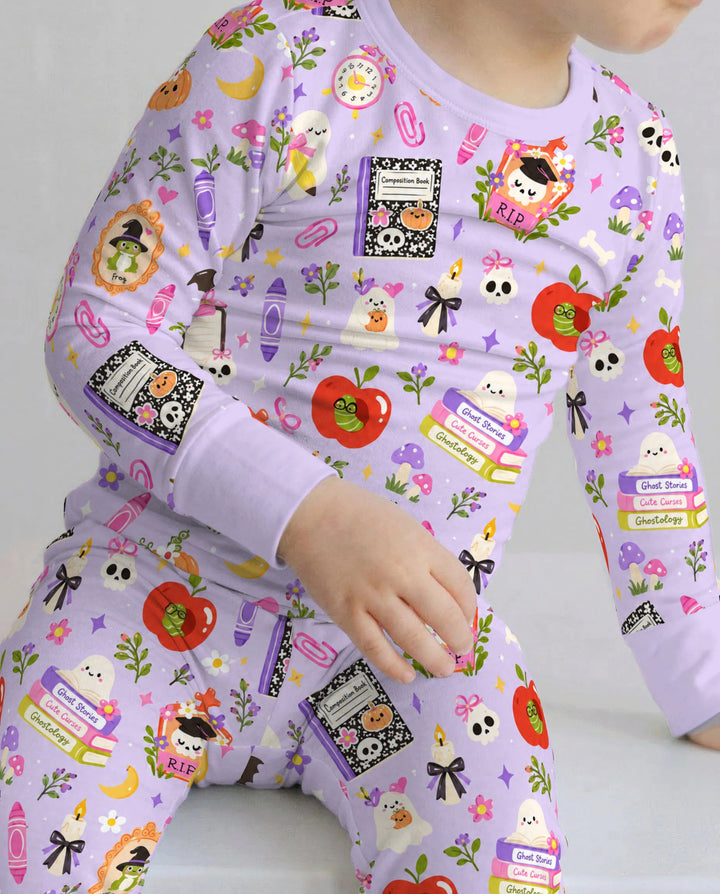Spooky School Ghost Halloween Bamboo Two Piece Long Sleeve Pajama Set