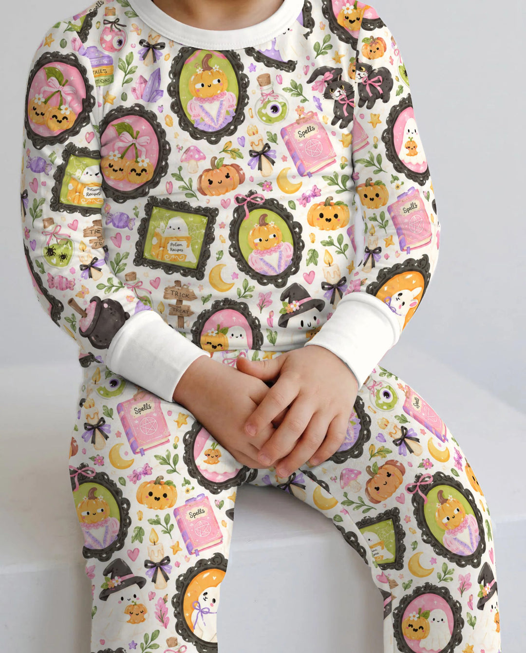 Vintage Halloween Portrait Gallery Bamboo Two Piece Long Sleeve Pajama Set