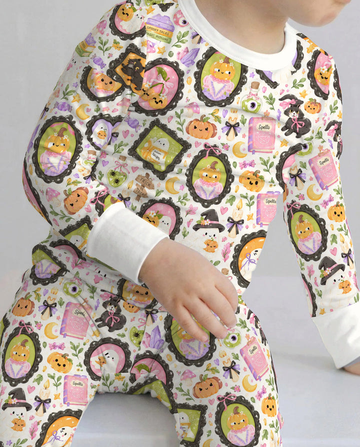Vintage Halloween Portrait Gallery Bamboo Two Piece Long Sleeve Pajama Set