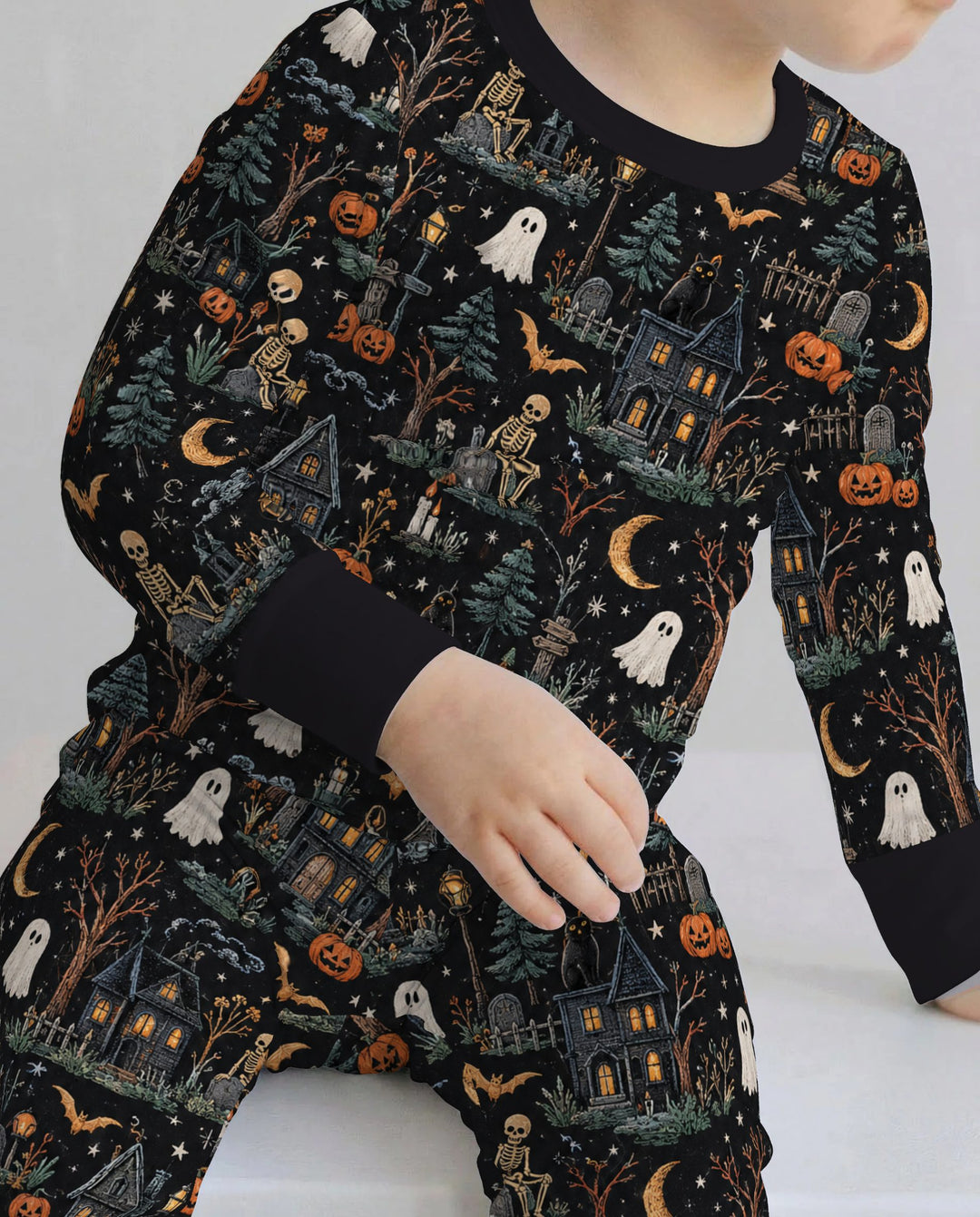 Midnight Haunted Manor Bamboo Two Piece Long Sleeve Pajama Set