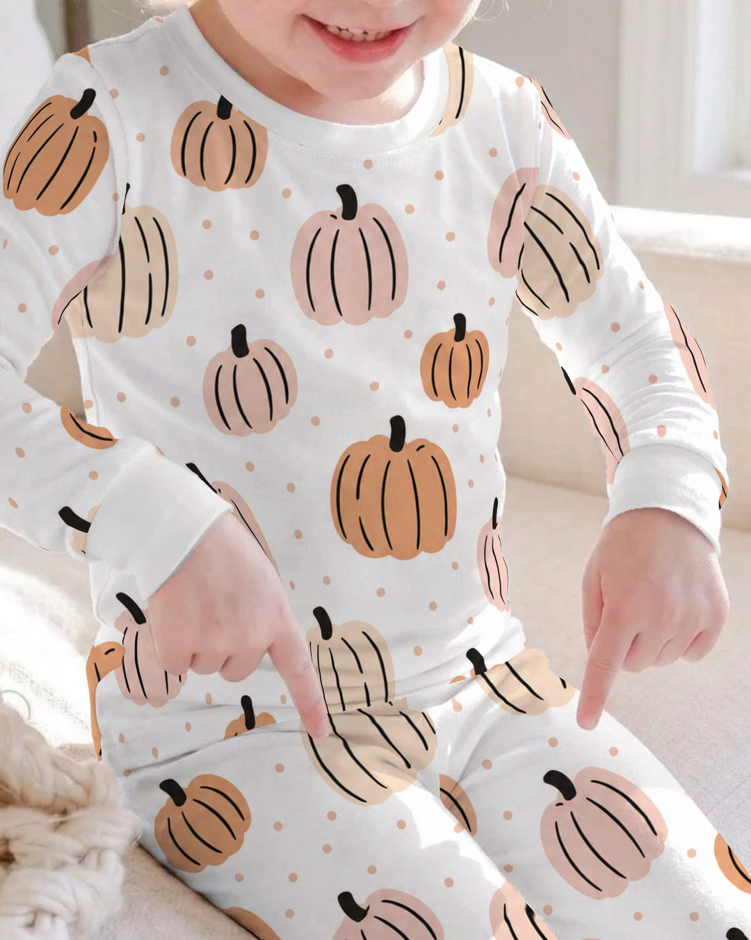 Blush Pumpkin Harvest Bamboo Two Piece Long Sleeve Pajama Set