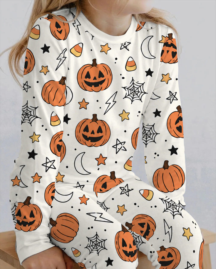 Pumpkin Moon Halloween Doodles Bamboo Two Piece Long Sleeve Pajama Set