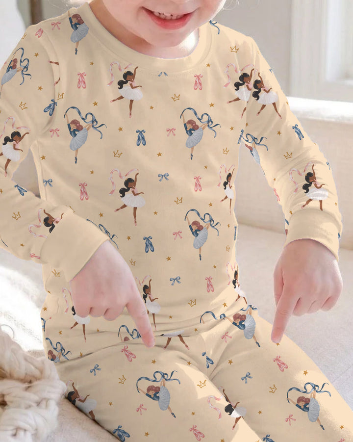 Sugar Plum Ballerina Christmas Bamboo Two Piece Long Sleeve Pajama Set