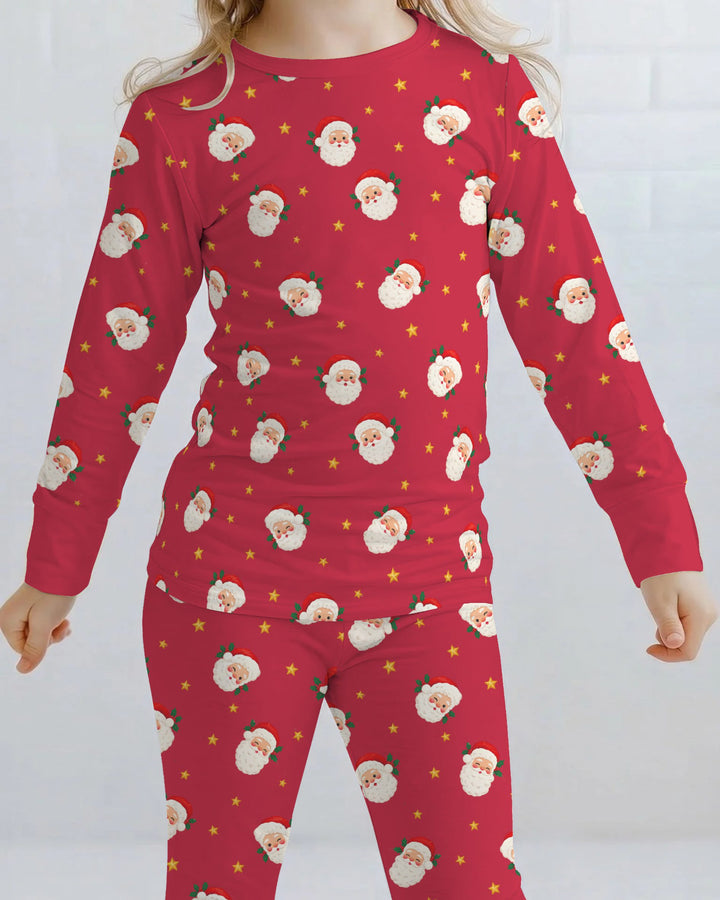 Jolly Santa Starry Christmas Bamboo Two Piece Long Sleeve Pajama Set