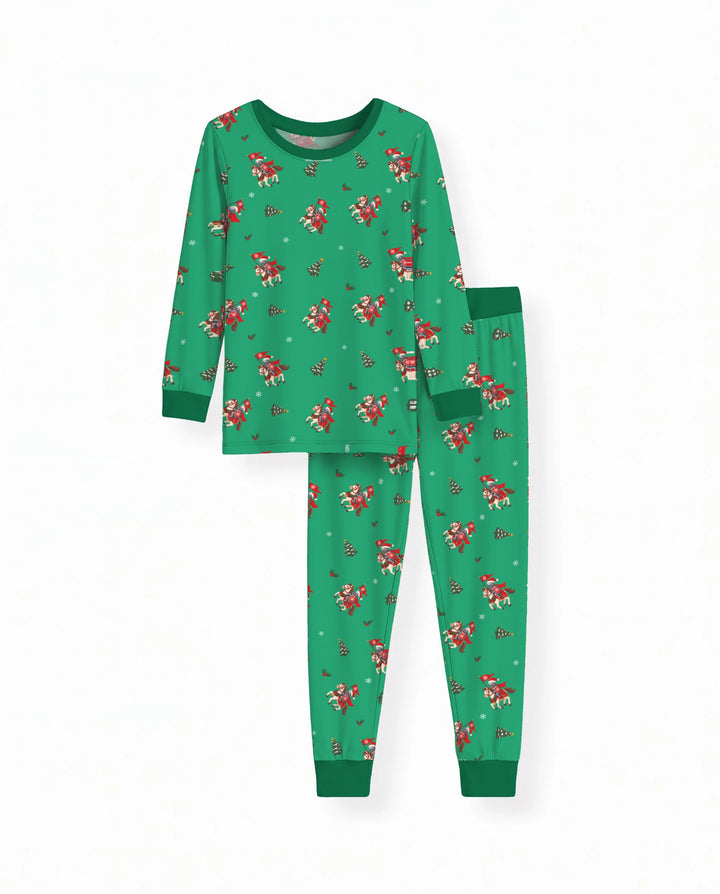 Christmas Horse Riders Bamboo Two Piece Long Sleeve Pajama Set