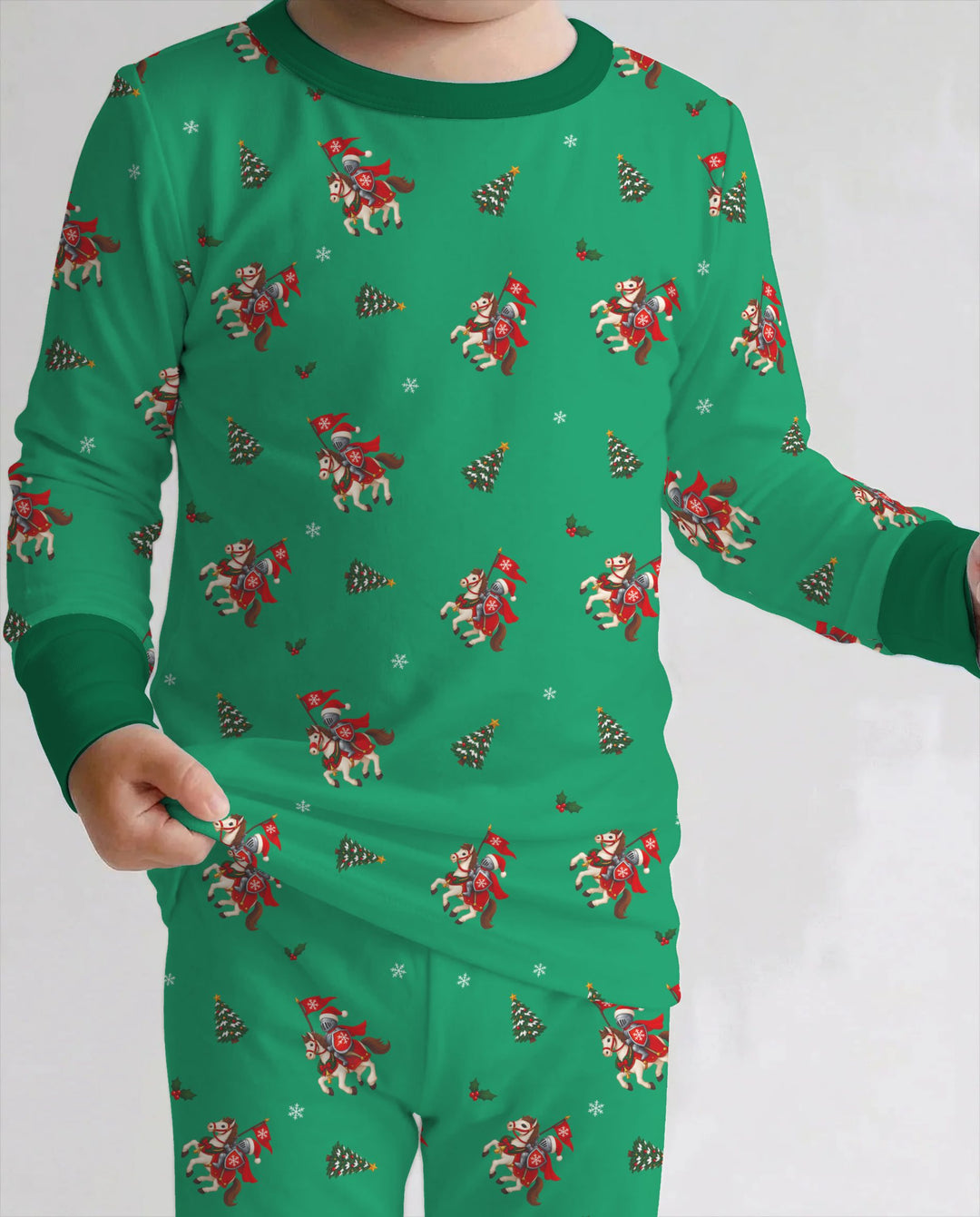 Christmas Horse Riders Bamboo Two Piece Long Sleeve Pajama Set