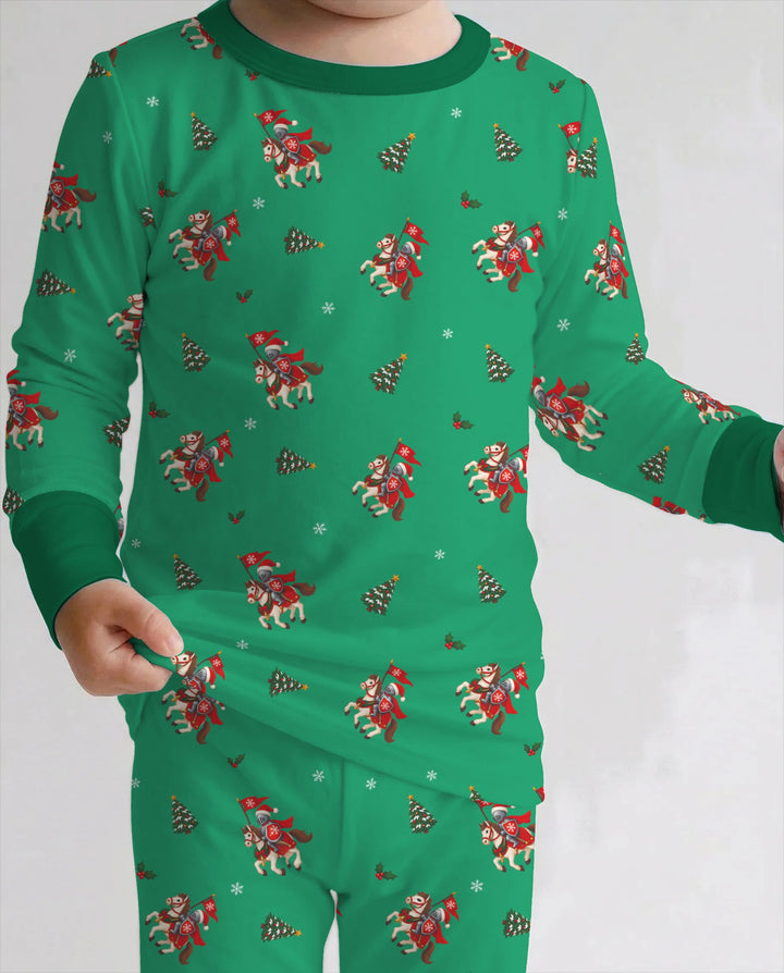 Christmas Horse Riders Bamboo Two Piece Long Sleeve Pajama Set